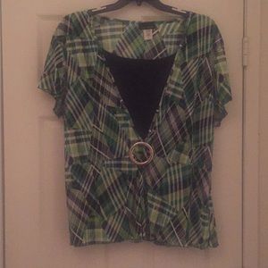 SMOKE FREE HOUSE Women’s 3XL Top Green, Blk, & Wht